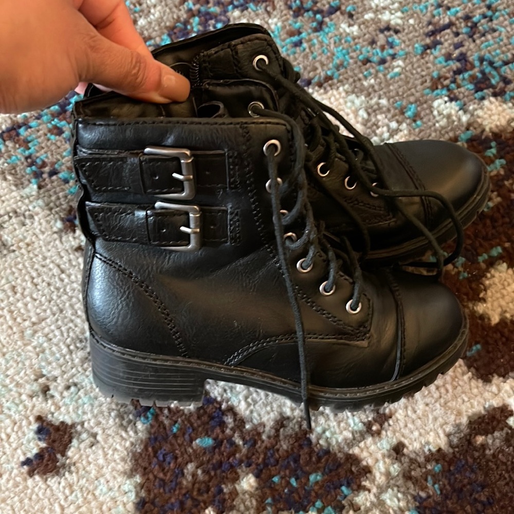 Little girl size 13 black lace boots worn once